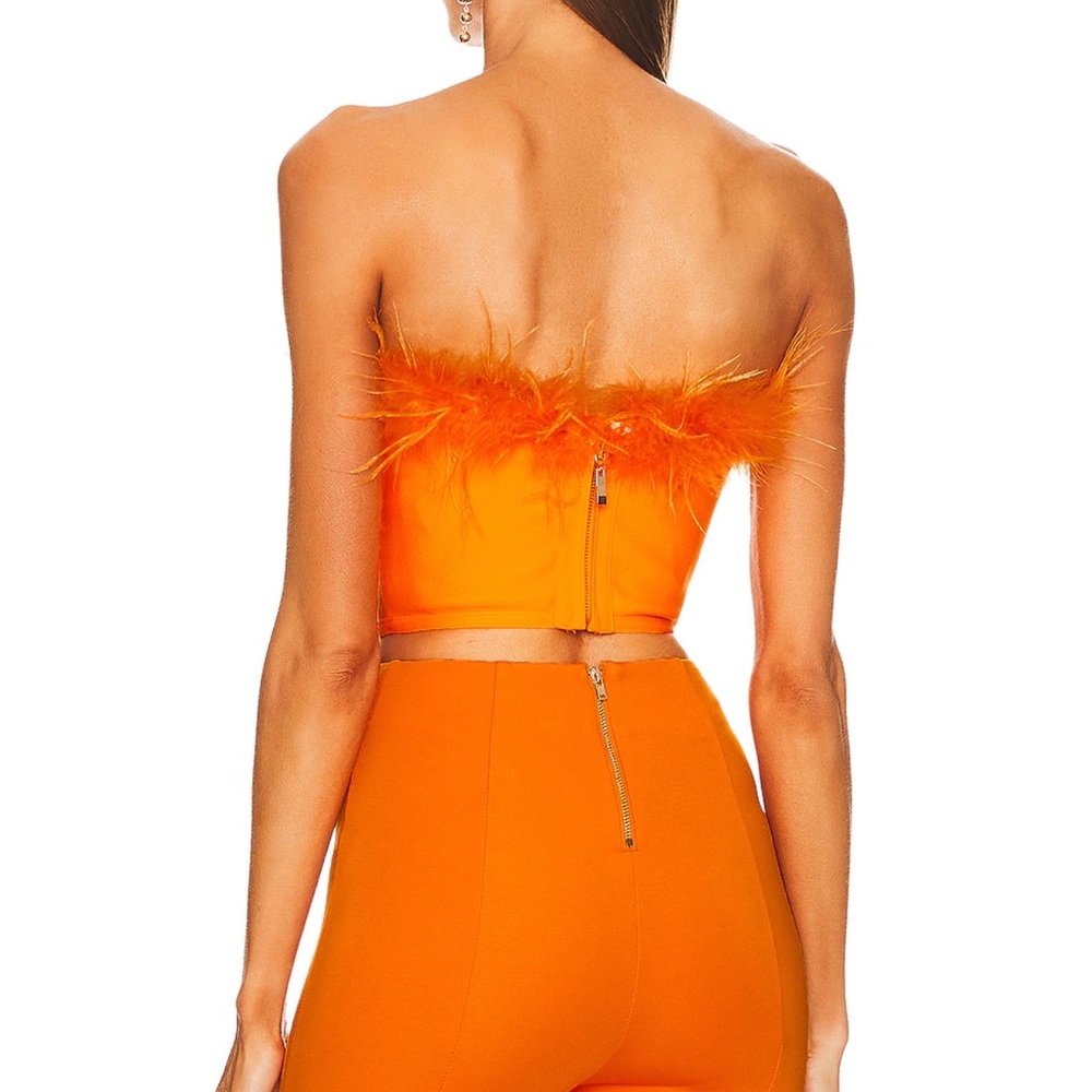 Revolve orange feather top
